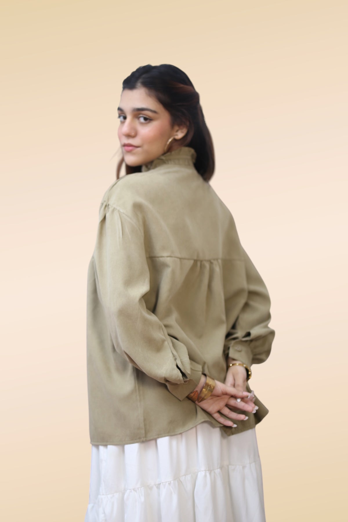 Balloon Sleeve Blouse — Olive