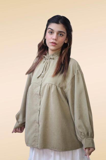 Balloon Sleeve Blouse — Olive